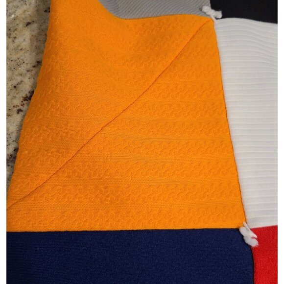 Vtg 1970s HANDMADE QUILT app 69"x77" Twin? Boho Hippie Textured Bright Squares - Picture 9 of 12